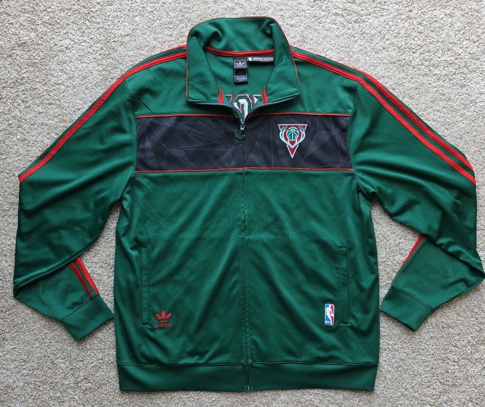 Adidas NBA Milwaukee Bucks Warm-Up Jacket - Full Zip Sweatshirt - Sz XL Limited